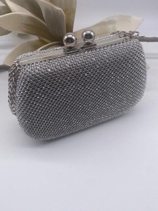 Bolso joya tonos plata y cristal