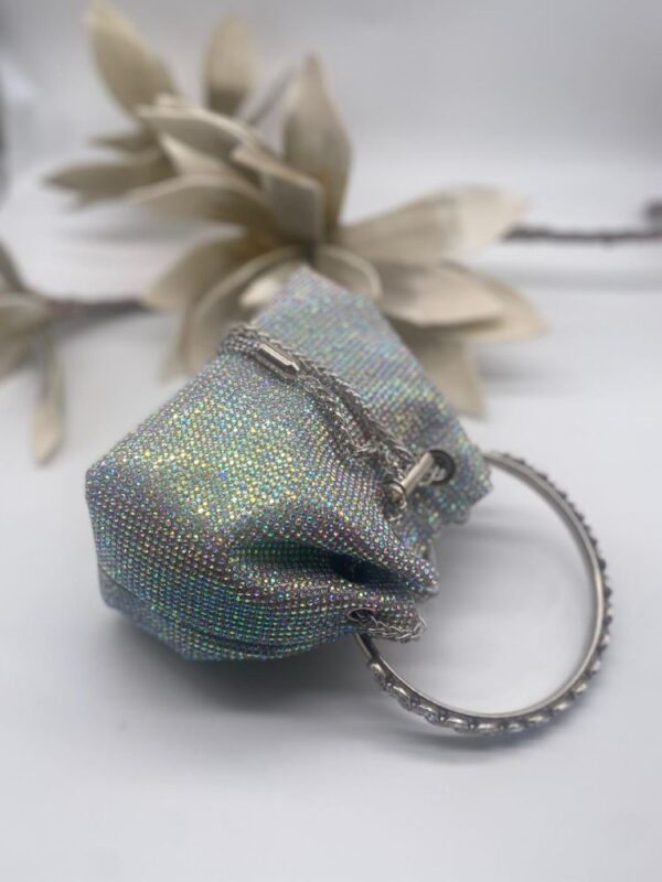 Bolso joya plateado con cristal y asa rígida - Imagen 2