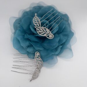 Peineta Color Plata Cristal Transparente (Pack 2)