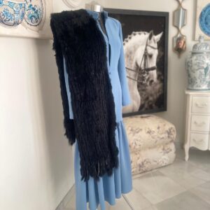 Estola Negra Piel Zorro y Conejo