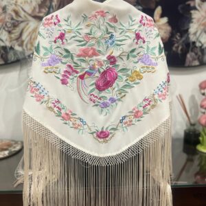 Mantón Blanco Flores