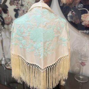 Mantón Seda Brillo Turquesa