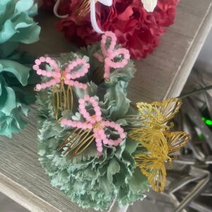 Peina flamenca bolitas piedra natural color rosa